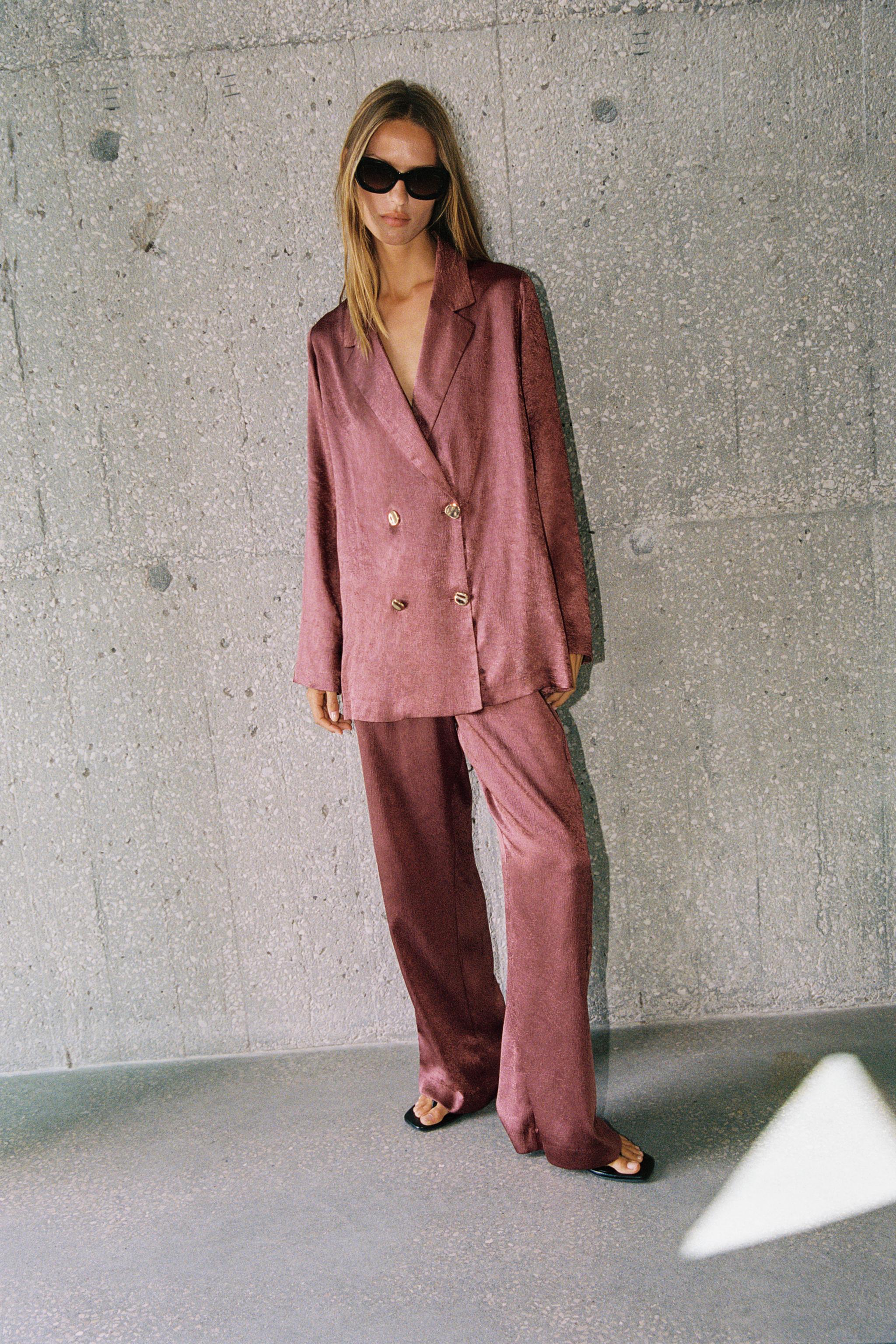CRINKLED EFFECT WIDE LEG PANTS